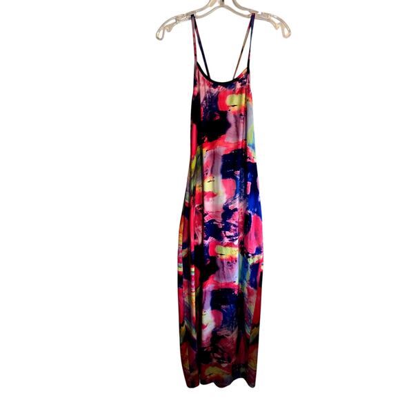 Women's XL Sleeveless Multicolor Maxi BOHO Sun Dress Miss Size 16 18 Extra Large - Picture 3 of 7